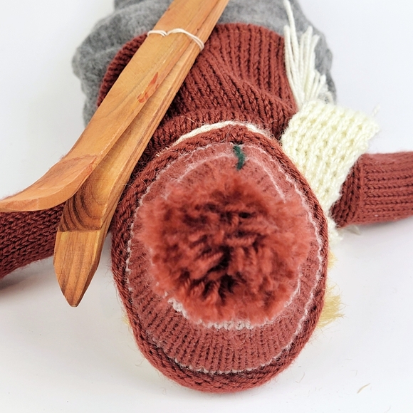 Springford Boy Girl Cloth Doll 13"~Porcelain Head Hands~Wood Snow Skis - Picture 7 of 8